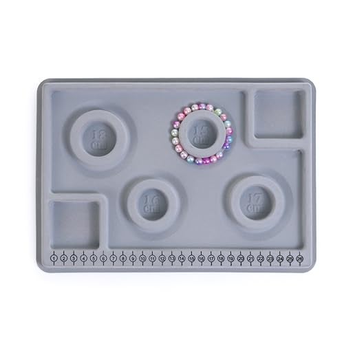 ambitieux Jewelry Beading Design Board – Grey Silicone Bead Tray with Storage Wells & Numbered Groove for Necklace & Bracelet Making (Bracelet Board) - Image 1