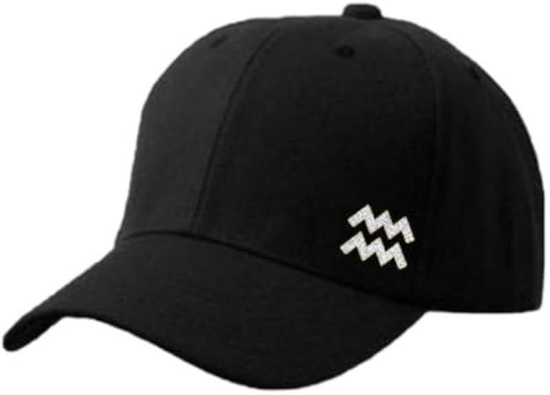 Black Cap with Aquarius zodiac Silver Color Logo
