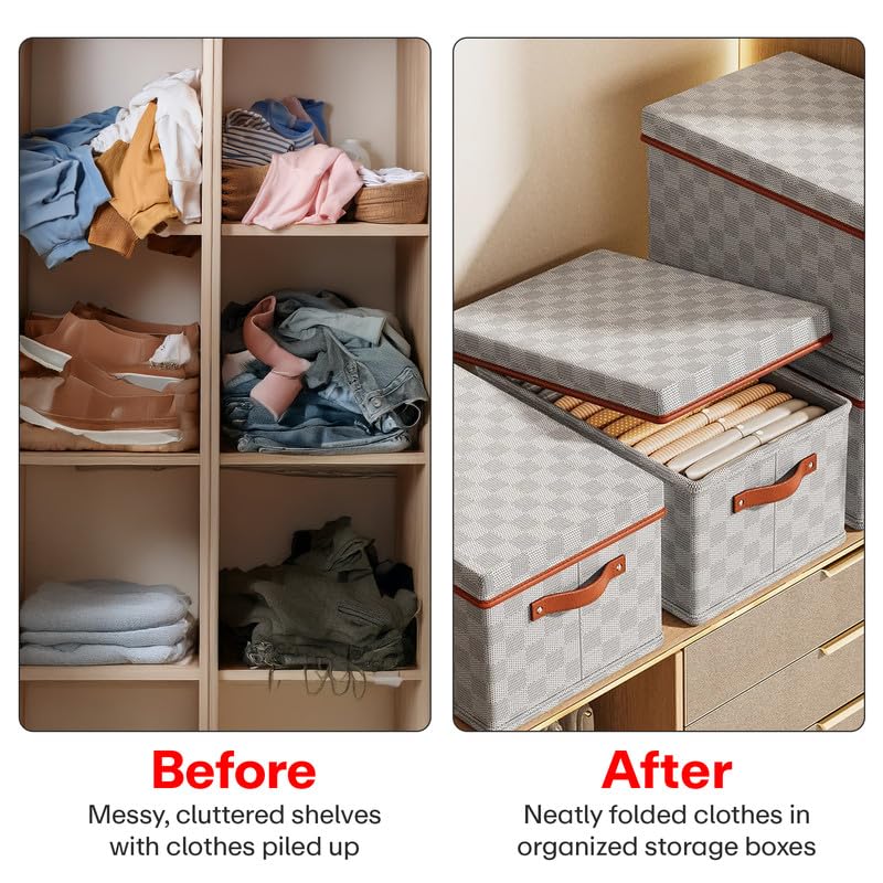 PRIME PICK Storage Box Cloth Organiser Pack of 2 XXL clothes organizer NonWoven Wardrobe Organizer for Storage Foldable Washable Box with Lid Metal Frame Handles Ideal for Almirah Drawer etc - Image 5