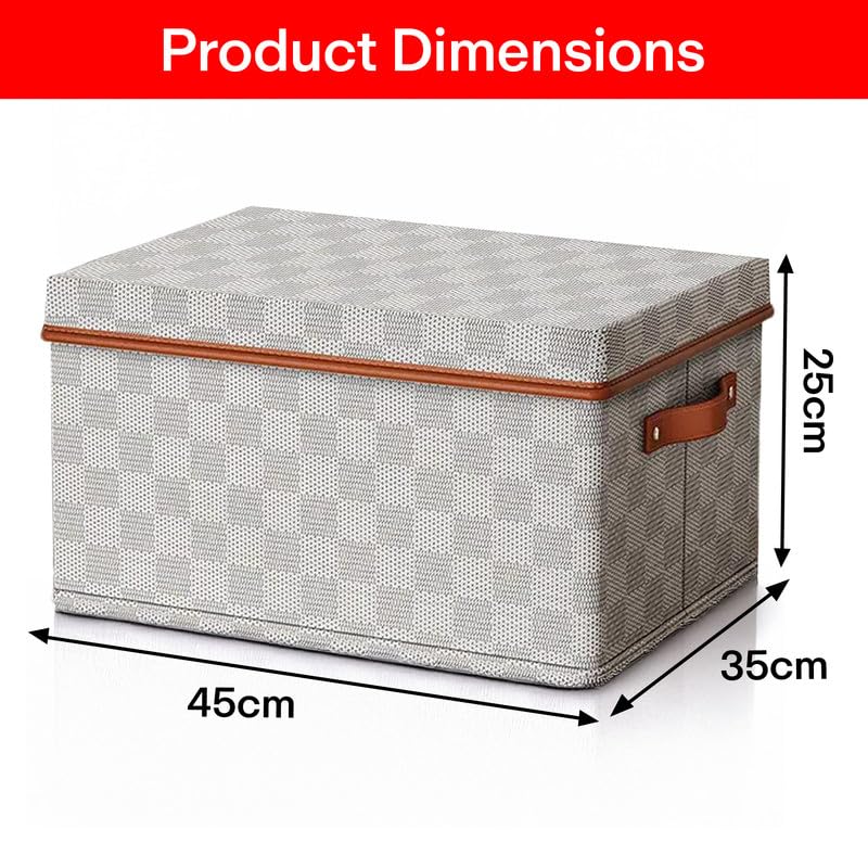 PRIME PICK Storage Box Cloth Organiser Pack of 2 XXL clothes organizer NonWoven Wardrobe Organizer for Storage Foldable Washable Box with Lid Metal Frame Handles Ideal for Almirah Drawer etc - Image 3
