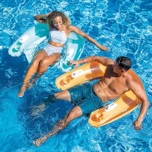 Intex 58859EP Sit 'N Float Inflatable Pool Float: Pool Lounge with Built-in Cup Holders – Heavy-Duty Handles – 220lb Weight Capacity – 58" x 39" – Colors May Vary - Image 3