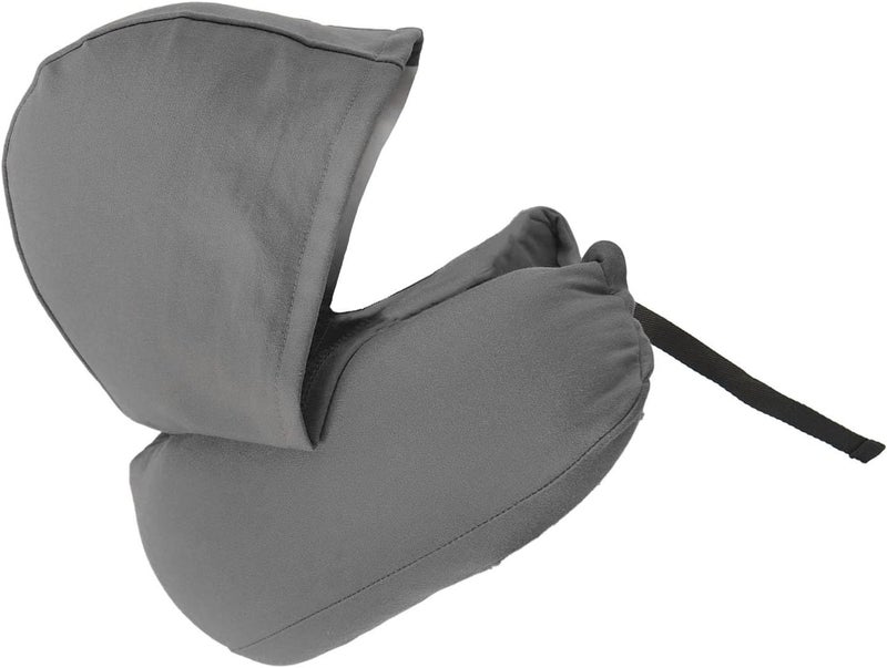 Neck Pillows for Travel, Adjustable Ergonomic Hoodie Travel Pillow, Memory Foam Neck Support for Airplane and Car (Dark Gray) - Image 1