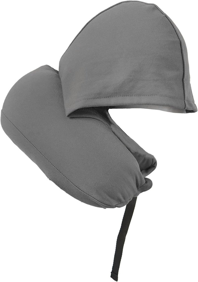 Neck Pillows for Travel, Adjustable Ergonomic Hoodie Travel Pillow, Memory Foam Neck Support for Airplane and Car (Dark Gray) - Image 3