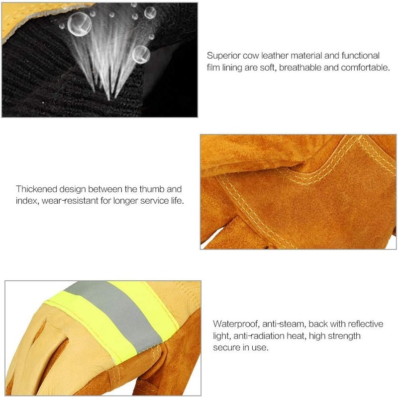 klarako Fireproof Gloves, Pair of EN420 Fire Gloves In Cow Leather Fire Gloves - Image 4