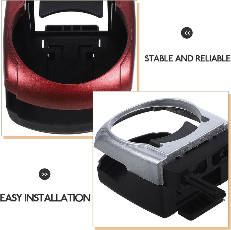 Car Air Vent Cup Holder 2pcs Vertical Auto Drink Holder with Silver and Red Finish Compatible with Most Vehicles for Travel and Daily Use - Image 3