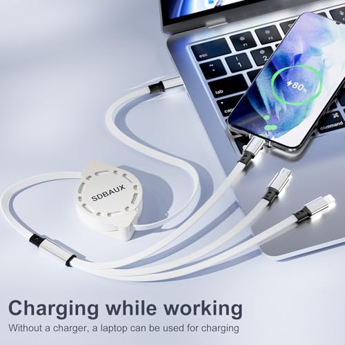 SDBAUX Multi Charging Cable,USB C to 3 in 1 Retractable Lightning/Type-C/Micro Port Fast Charger Cord for iPhone 17 16 15 14 13 12 Pro Max,Galaxy S23/S22/S20,Cell Phones Tablets Universal Use (2Pack-3.3ft) - Image 2