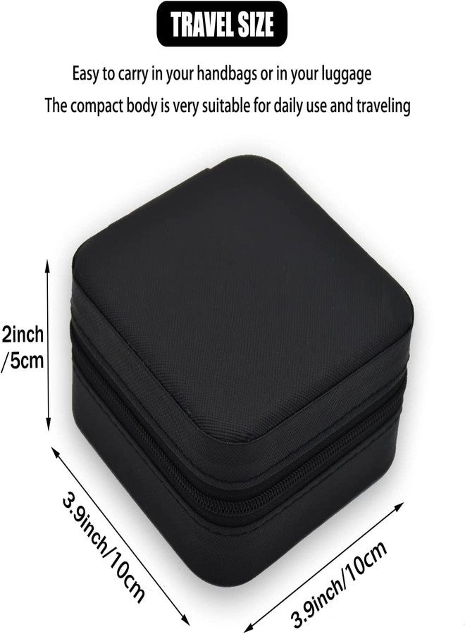 RGkJAS Mini Jewelry Travel Case, PU Leather Travel Jewelry Organizer Box, Small Portable Jewelry Storage Holder for Women's Rings Earrings Necklaces Bracelets Organizer Storage Holder Boxes (Black) - Image 2