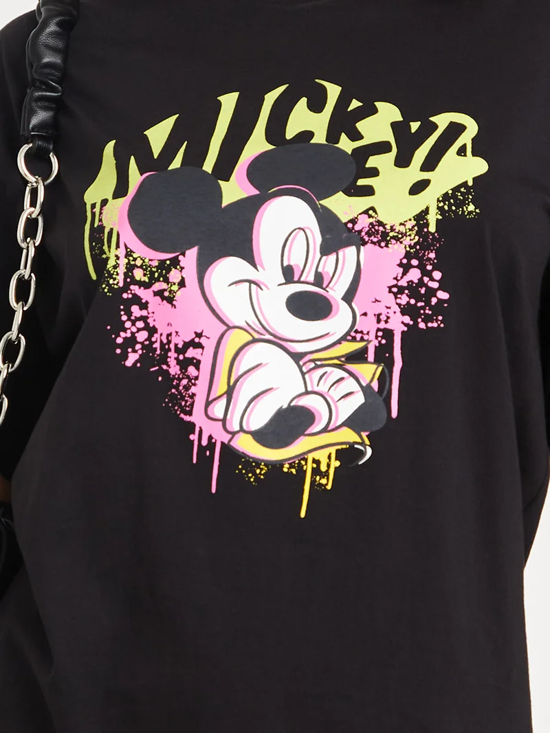 Styli Disney Short Sleeves Mickey Splatter Graphic Oversized T-shirt