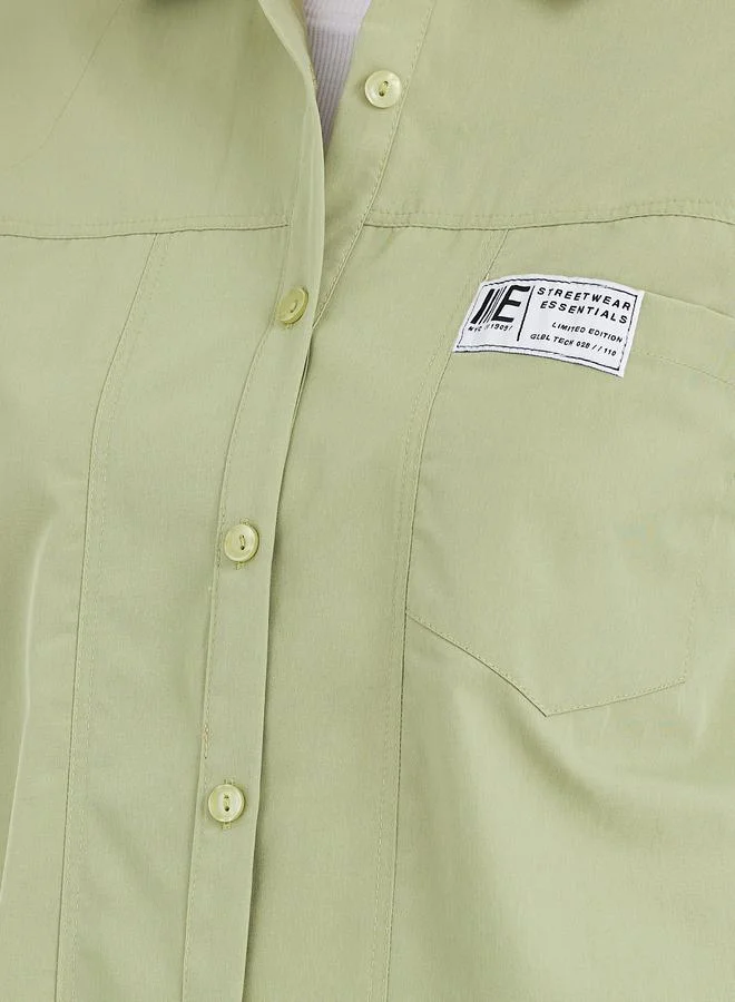 Styli Styli Women Green High-Low Hem Shirt with Patch Detail