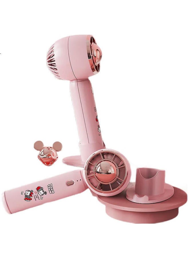 kelleia Disney Co-Branded Handheld Mini Fan Portable Mini Usb Rechargeable Fan Strong Wind Power Outdoor Office Dormitory Desktop Small Fan Fan06 Strawberry Bear - Image 1
