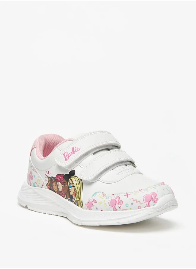 Barbie Printed Sneakers with Hook and Loop Closure