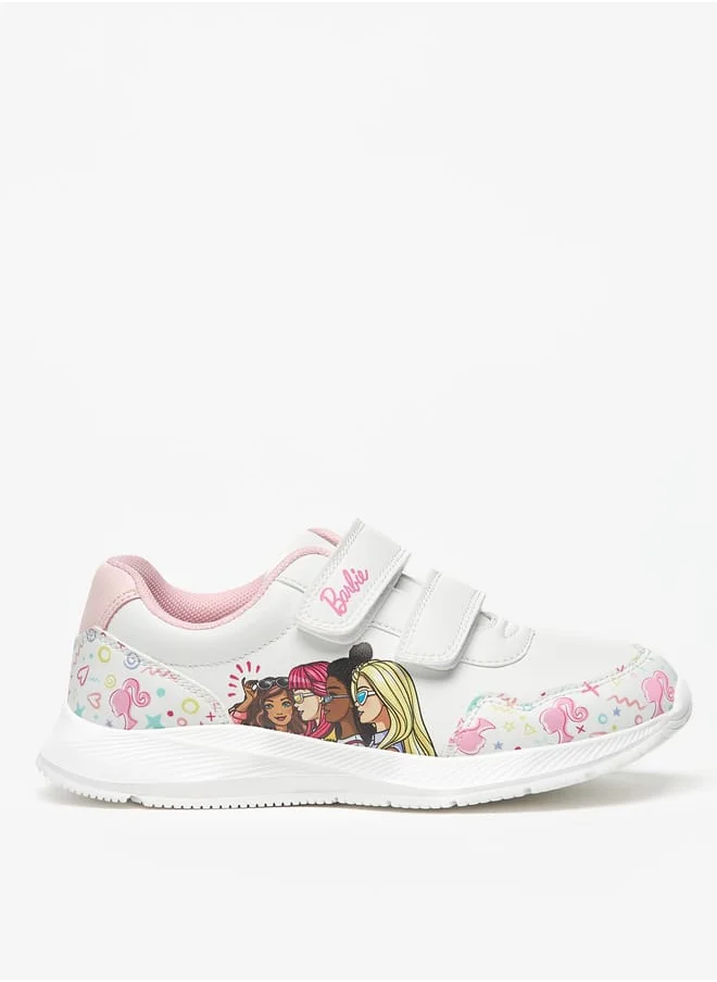 Barbie Printed Sneakers with Hook and Loop Closure