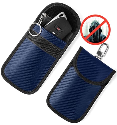 Vammcht Upgraded Faraday Bag for Key Fob 2 Pack Premium Faraday Key Fob Protector Car RFID Signal Blocking Car Security Protection AntiTheft Pouch AntiHacking Case Blocker Blue - Image 1