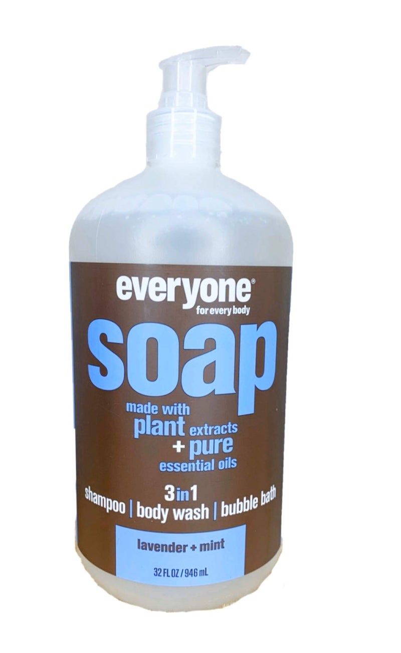 Everyone 3-in-1 Soap - Body Wash, Shampoo, Bubble Bath - Lavender + Mint - 32 Ounces - 1 Bottle - Image 1