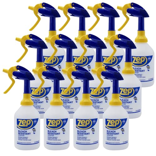 Zep Professional Sprayer Bottle White 32 oz Case of 12  ZUPRO230 Foot Stream Spray or a Fine Mist Adjustable Nozzle Measurements Bleach Resistant for up to a Year - Image 1