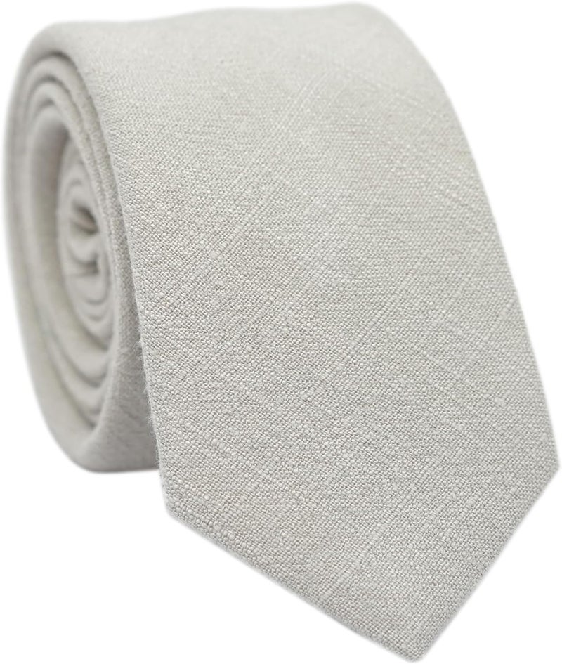 BELLUNO Men's Skinny Ties, Cotton Linen Blend 2.5 inch Solid Neckties - Image 1