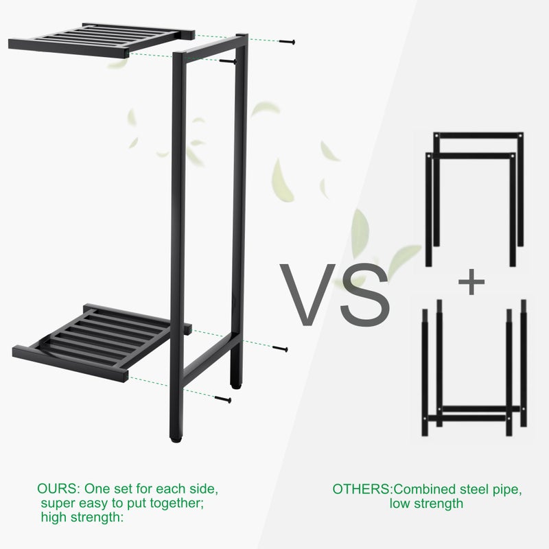 Zhongma 2 Tier 30" Tall Indoor Outdoor Plant Stand, 12 L x 12 W x 30 H inch, Heavy Duty Square Metal Flower Stand for Patio, Home, Garden, 220 LBS Capacity & Heavy Duty Construction - Image 3