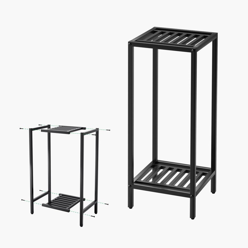 Zhongma 2 Tier 30" Tall Indoor Outdoor Plant Stand, 12 L x 12 W x 30 H inch, Heavy Duty Square Metal Flower Stand for Patio, Home, Garden, 220 LBS Capacity & Heavy Duty Construction - Image 2