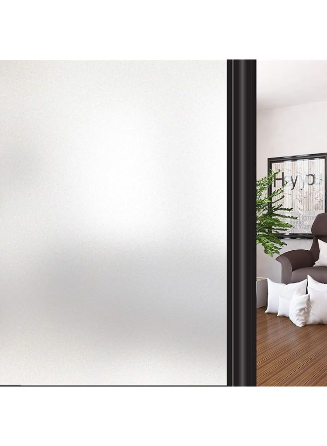 Zaboon Window Privacy Film, Removable Glass Covering Anti UV Opaque for Bathroom, Opaque Static Cling Heat Control Door Sticker for Home Office Living Room, Non-Adhesive (Matte White, 11.8" x 78.7") - Image 1