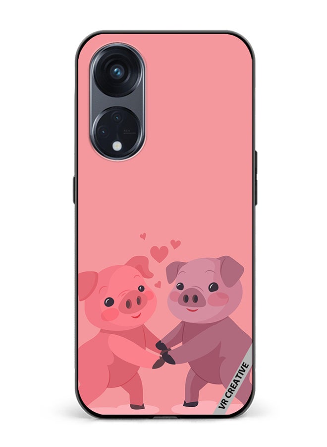 VR CREATIVE Protective Case Cover For Oppo Reno8 T 5G Love Pig Design Multicolour - Image 1