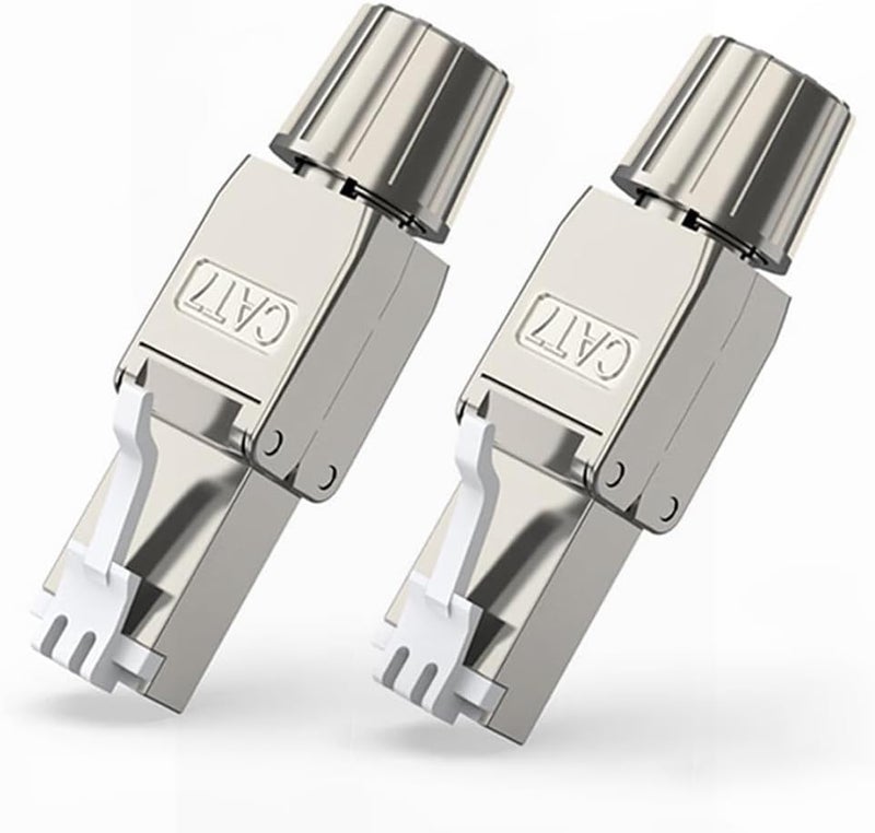 كاست ويف موصلات RJ45 Cat7، قابس إيثرنت معزول قابل لإعادة الاستخدام بدون أدوات لكابل 23AWG SFTP UTP، قابس إنترنت سهل 10G، تركيب ميداني سريع (عبوتان) - Image 1