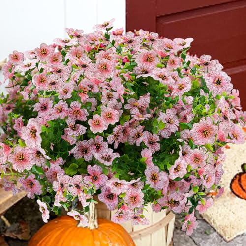 trytuny Artificial Flowers for Outdoor, UV Resistant Fake Silk Flowers, Realistic Faux Plants for Outside Indoor Porch Patio Window Box Planter Home Decor (20, Pink) - Image 3