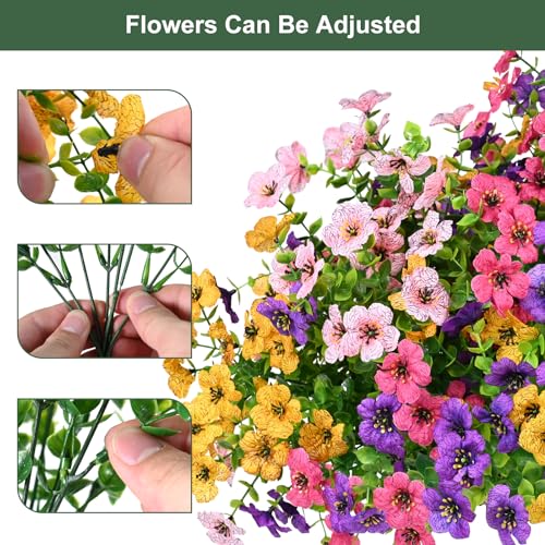 trytuny Artificial Flowers for Outdoor, UV Resistant Fake Silk Flowers, Realistic Faux Plants for Outside Indoor Porch Patio Window Box Planter Home Decor (20, Pink) - Image 2