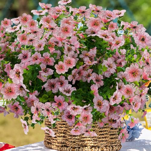 trytuny Artificial Flowers for Outdoor, UV Resistant Fake Silk Flowers, Realistic Faux Plants for Outside Indoor Porch Patio Window Box Planter Home Decor (20, Pink) - Image 4