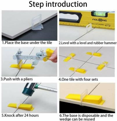 FLAMINGO ENTERPRISE FLAMINGO ENTERPRISE System Wall Floor Spacer Tile Levelling Tools 100 Wedge and 200 Clips 3mm Lever Tool 5 cm  - Image 5