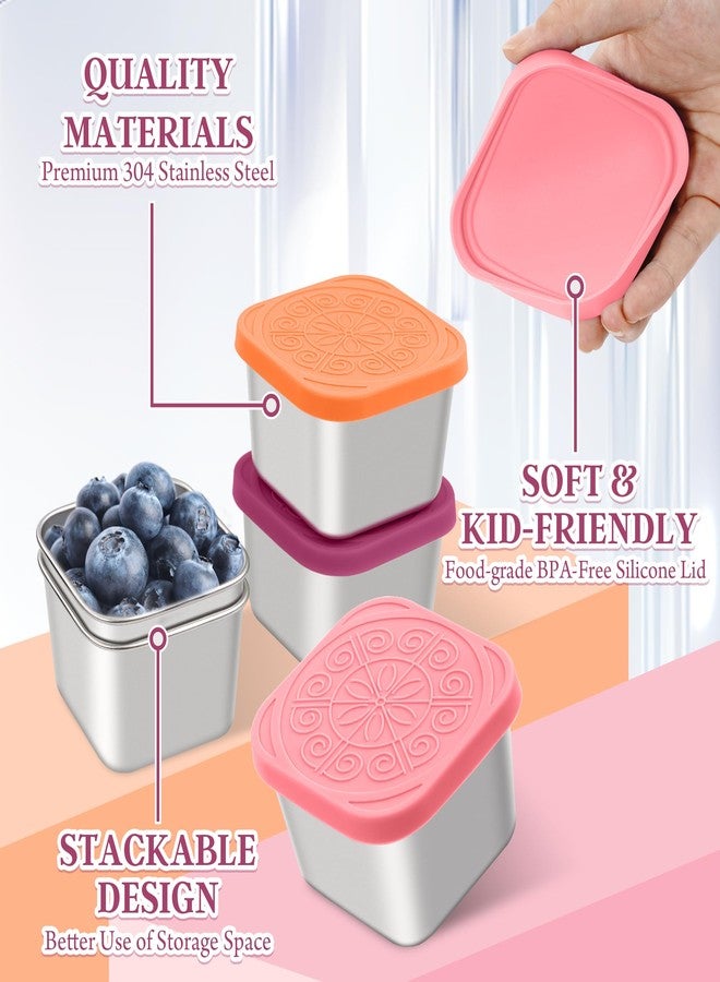 Qukaka Stainless Steel Snack Containers for Kids,7.2oz Easy Open Leak Proof Reusable Snack Box Container with Lids,Small Lunch Containers for Meal Prep,School,Picnic and Travel-3Pack - Image 4
