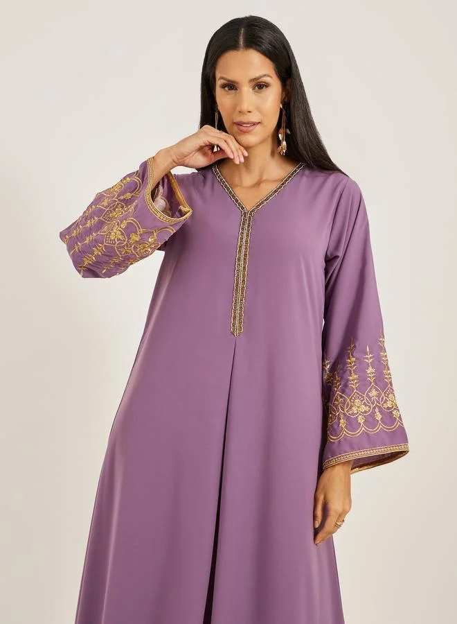 Take Two  Embroidered V-Neck Flared Kaftan for Women | Best Price UAE