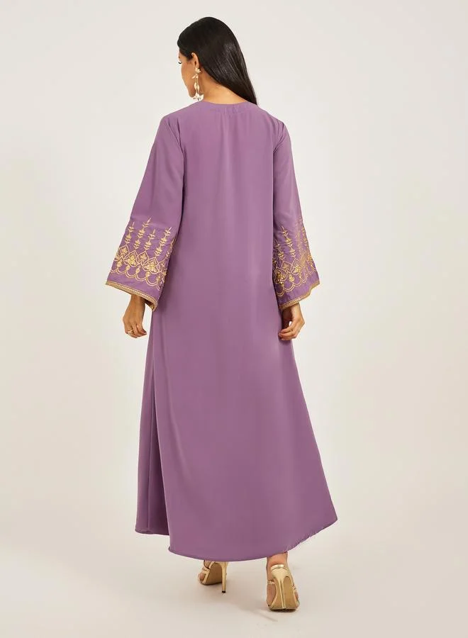 Take Two  Embroidered V-Neck Flared Kaftan for Women | Best Price UAE
