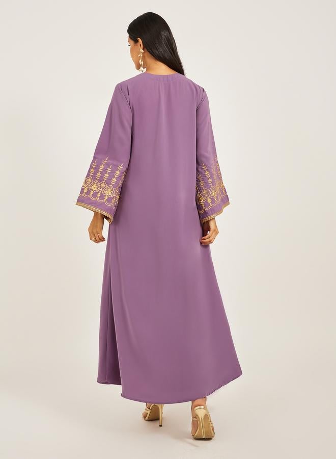 Take Two Embroidered V-Neck Flared Kaftan - Image 5