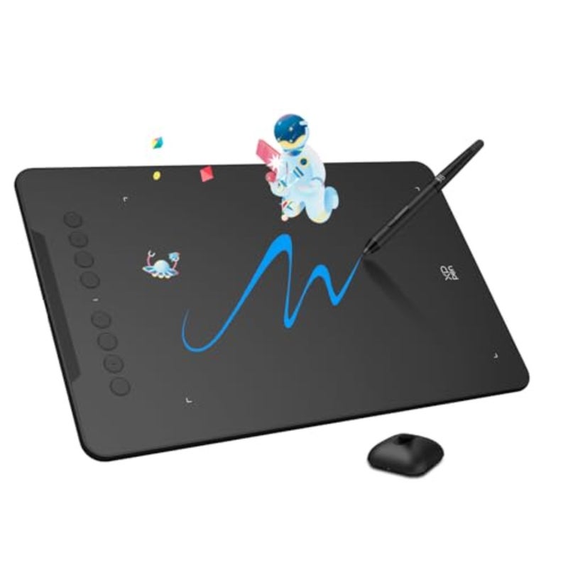 تابلت رسم ديكو 01 V3 محدث - 16384 مستوى من الضغط بدون بطارية، تابلت رسومي OSU مقاس 10 × 6 بوصة، 8 مفاتيح سريعة للفن الرقمي، التدريس، لوحة رسم الألعاب للكروم، الكمبيوتر الشخصي، ماك، أندرويد - Image 1