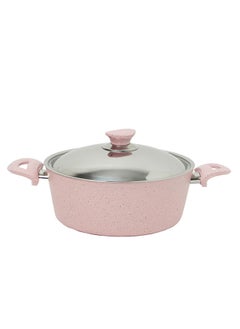In-House 7 Pieces Turkish Granite Cookware Set with Steel Lid - Pink  - Image 5