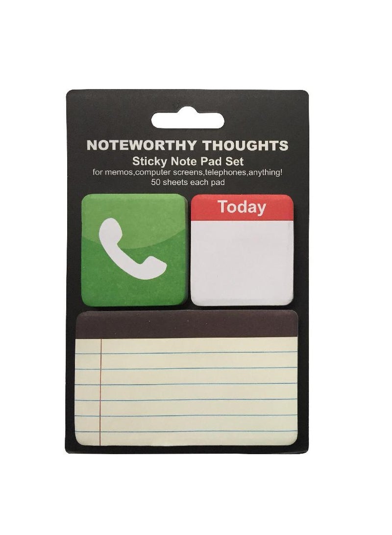 Noteworthy Thoughts Trendy Self Stick Notes Printed Phone Square & Ruled150 Notes