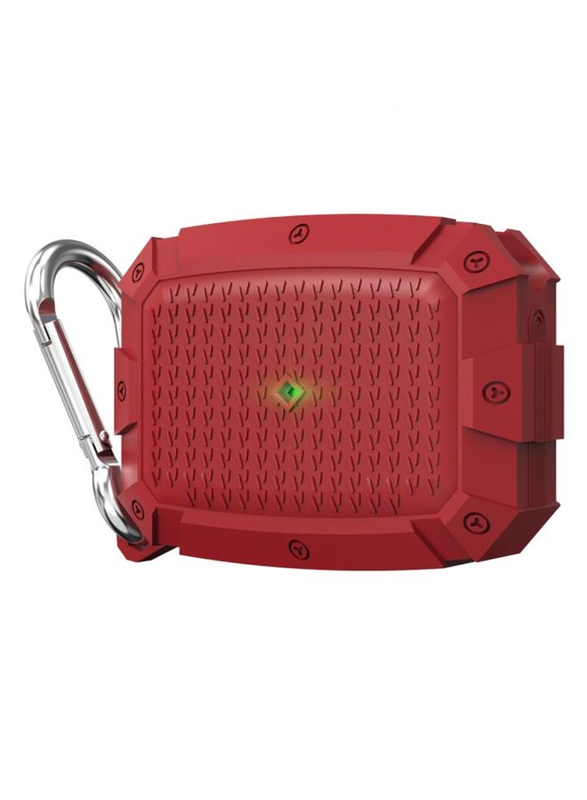 Raxoom Case Cover For AirPods Pro Shield Armor Waterproof Wireless Earphone Protective Case with Carabiner Red