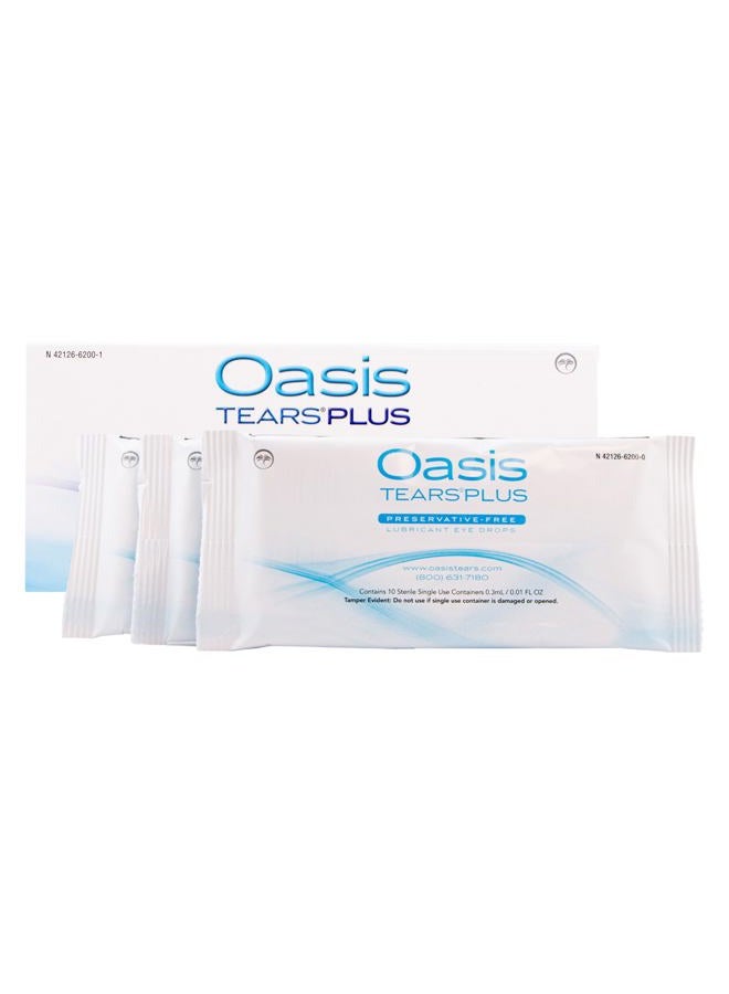 Oasis Tears قطرات عين مرطبة خالية من المواد الحافظة TEARS PLUS، 30 حاوية، 0.3 مل/0.01 أونصة سائلة - Image 2