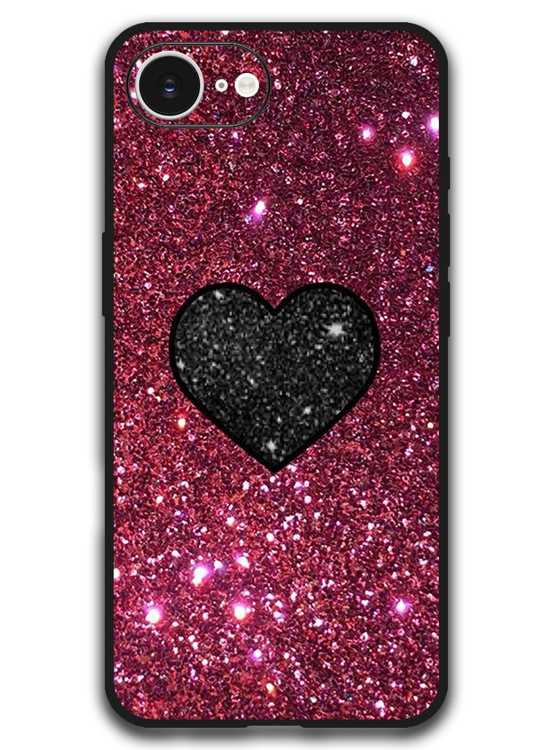 Theodor Case Compatible with Apple iPhone 17e / 16e 6.1 Inch Protection Shockproof Bumper Cover - Black Heart - Image 1