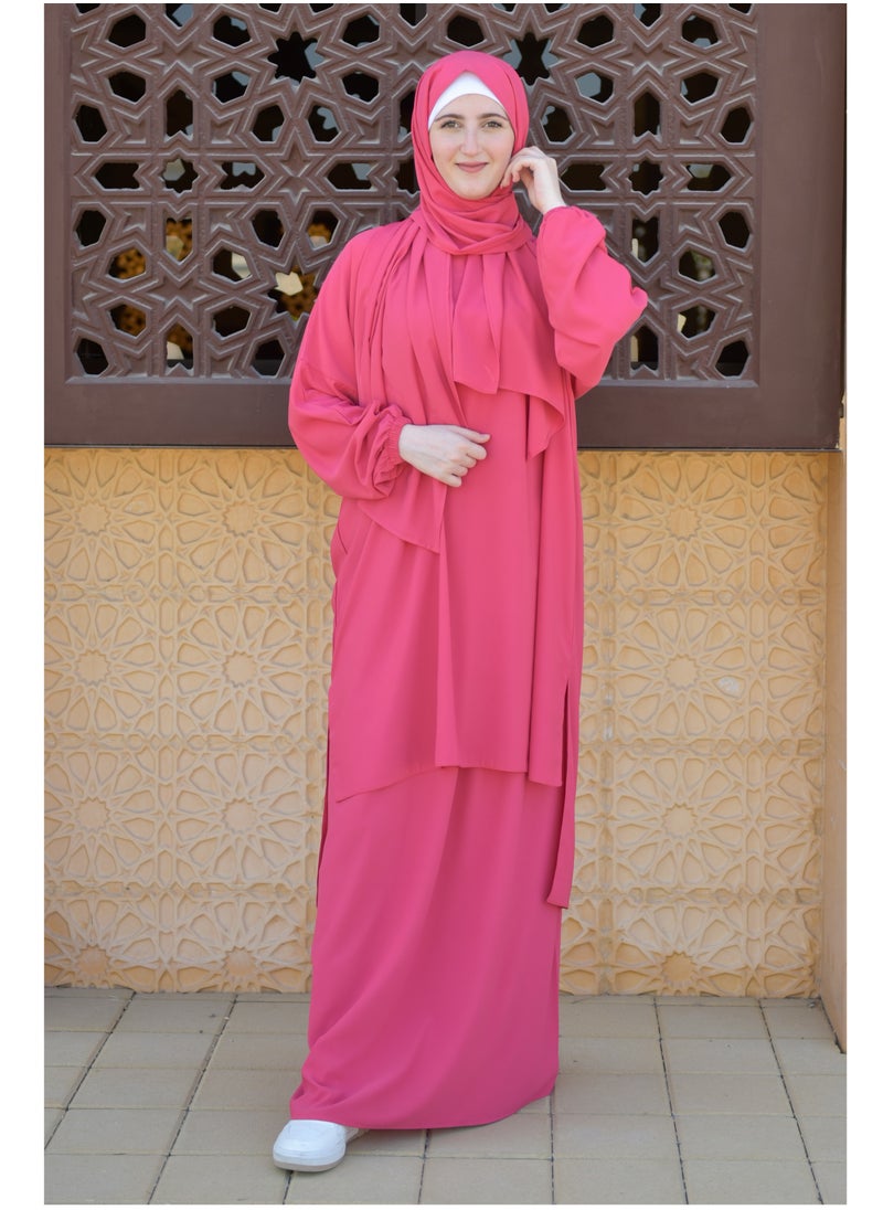 DAMAS COLLECTION P101-umrah essentials Jilbab for women with tow style Skirt or Trouser -4 piece Prayer Clothes for Muslim Women-Islamic Abaya Dress Outfit maxi with scarf and small bag- Modest suit Women  - Image 1