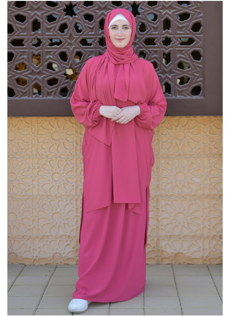 DAMAS COLLECTION P101-umrah essentials Jilbab for women with tow style Skirt or Trouser -4 piece Prayer Clothes for Muslim Women-Islamic Abaya Dress Outfit maxi with scarf and small bag- Modest suit Women  - Image 2