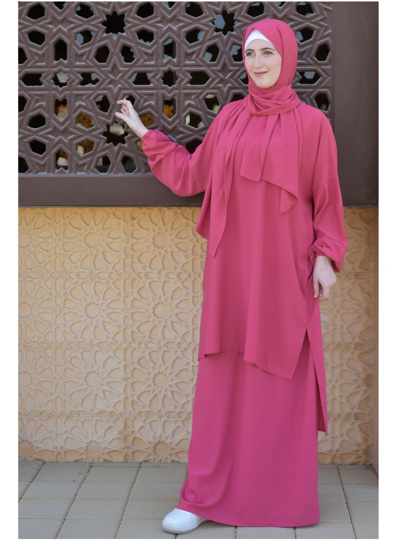 DAMAS COLLECTION P101-umrah essentials Jilbab for women with tow style Skirt or Trouser -4 piece Prayer Clothes for Muslim Women-Islamic Abaya Dress Outfit maxi with scarf and small bag- Modest suit Women  - Image 3