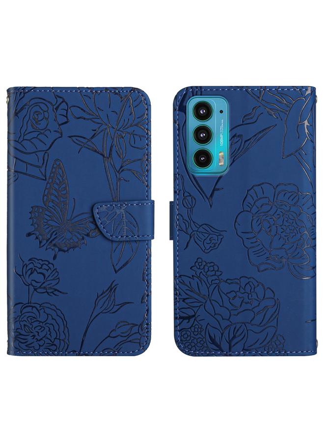 S-TOP Case For Motorola Edge 20 Skin Feel Butterfly Peony Embossed Leather Phone Case - Image 1