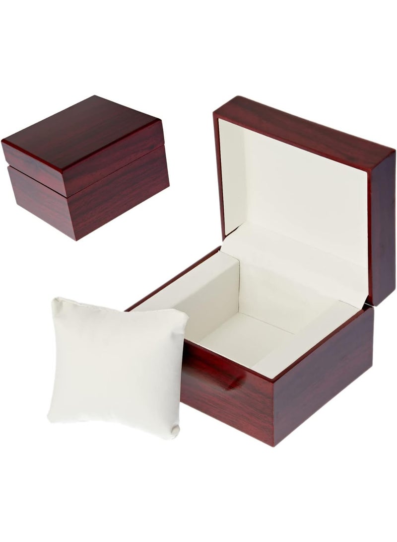 Wooden Single Watch Cases for Men Women, Wood Wrist Watch Bangle Gift Box with Pillow - Image 2