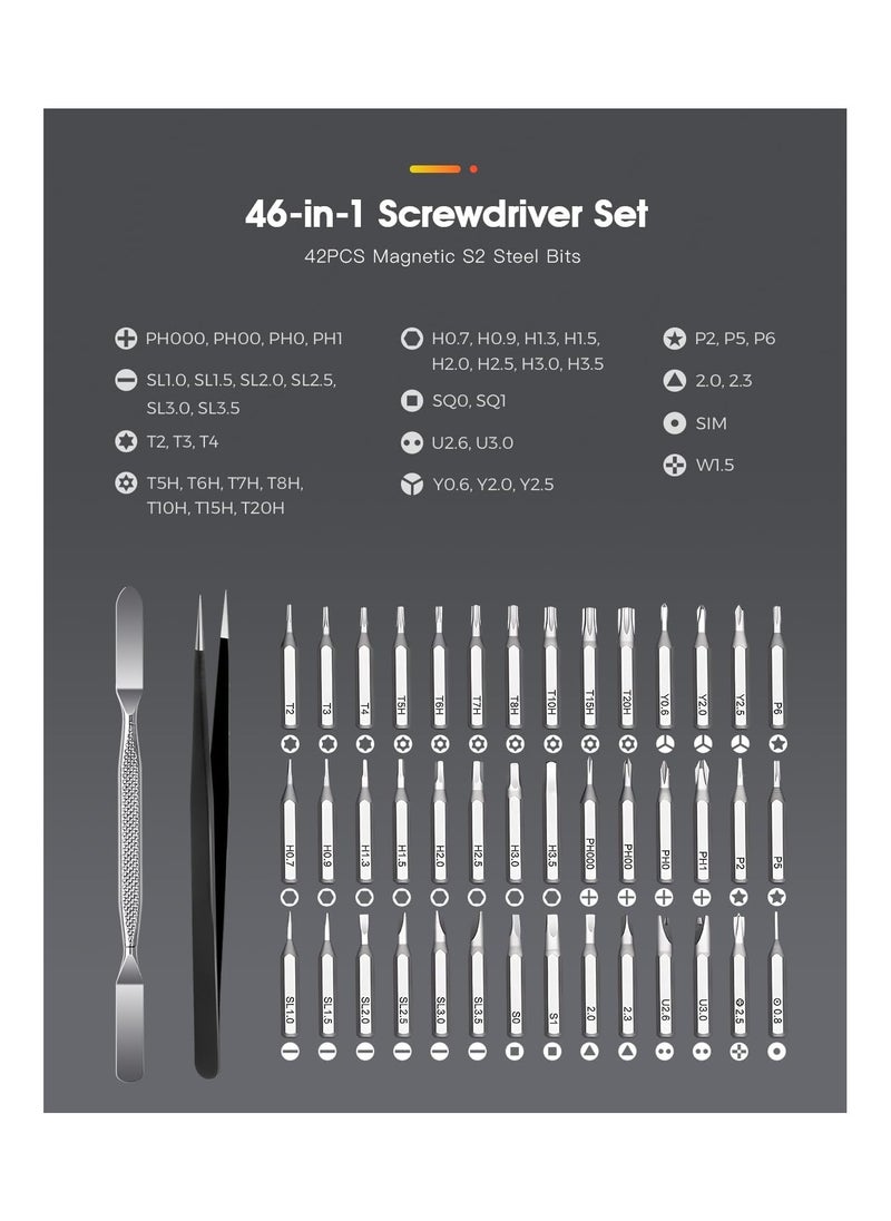 General - Precision Screwdriver Set, 46-in-1 Small Magnetic Screwdriver Kit, Repair Tool Kit with 42pcs Magneitc Bits Torx Star for Computer Laptop Macbook Xbox Phone Glasses Switches - Image 1