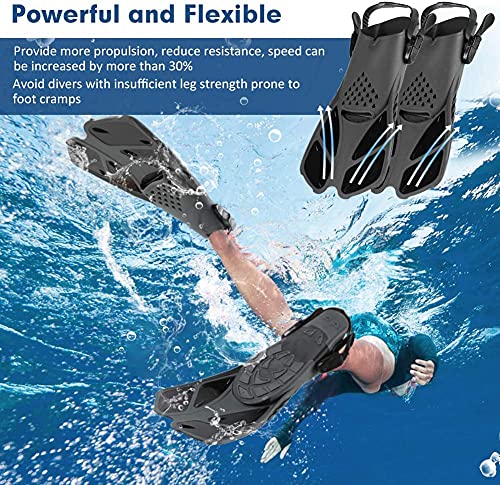 Sugaroom Snorkel Fins, Swim Fins with Adjustable Buckles, Open Heel, Travel Size Short Flippers for Snorkeling, Swimming and Scuba Diving, Diving Fins with Mesh Bag for Adult Men Women Kids - Image 3