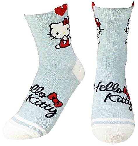 JJMax Women's Hello Kitty Cute Cotton Blend Ankle Socks Set, Crew Hearts Kitty, One Size - Image 3