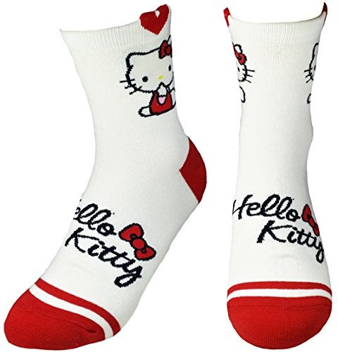 JJMax Women's Hello Kitty Cute Cotton Blend Ankle Socks Set, Crew Hearts Kitty, One Size - Image 2