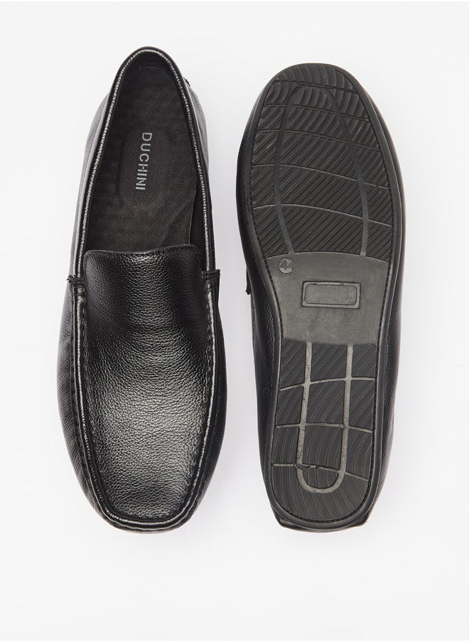DUCHINI - Men's Solid Slip-On Moccasins - Image 1