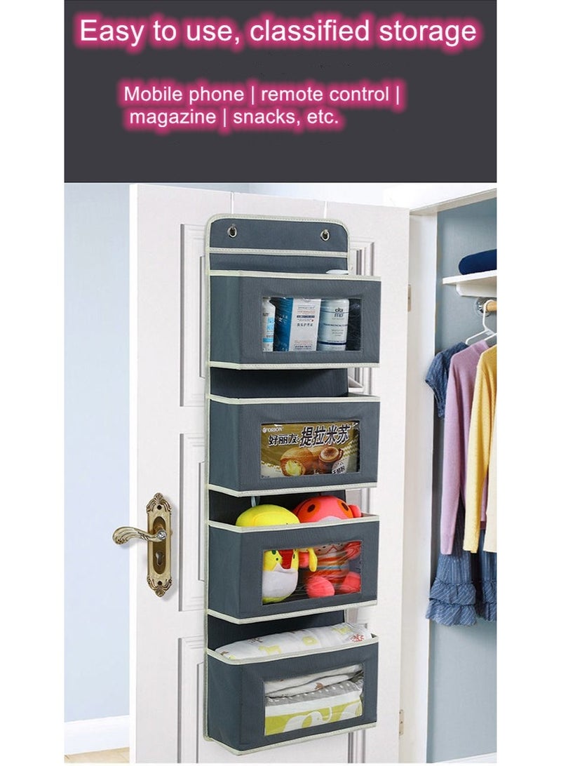 Behind the door storage hanging bag wall hanging storage bag fabric hanging pocket dormitory magical home wall hanging storage bag 4 layers - Image 4